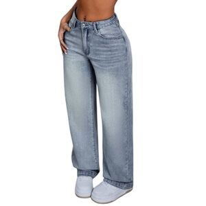 SHEIN Cat Whisker Washed Denim Jeans